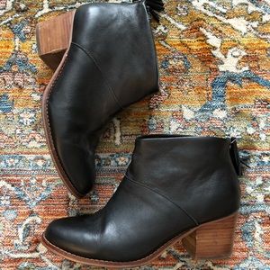 TOMS leather black booties